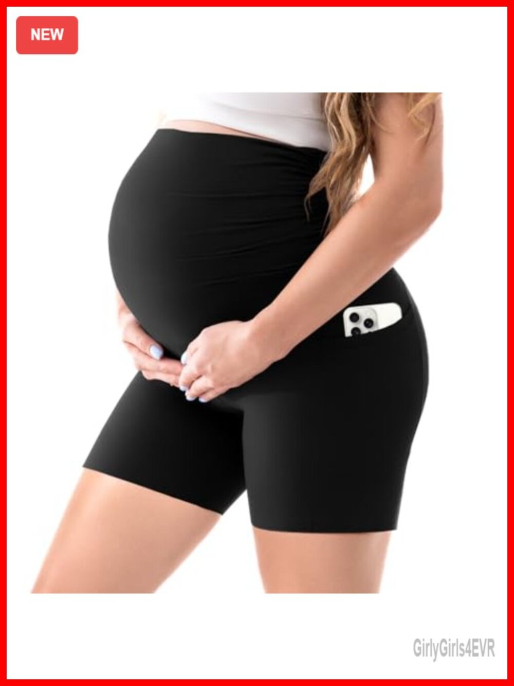 Maternity Shorts Over the Belly High Waist Pockets Yoga Lounge